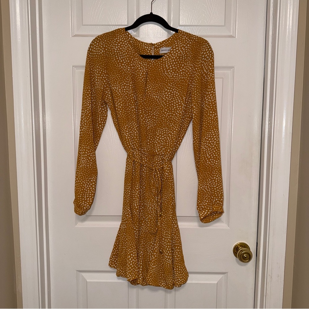 Emma & Michele Mustard Polka Dot Dress – Size L